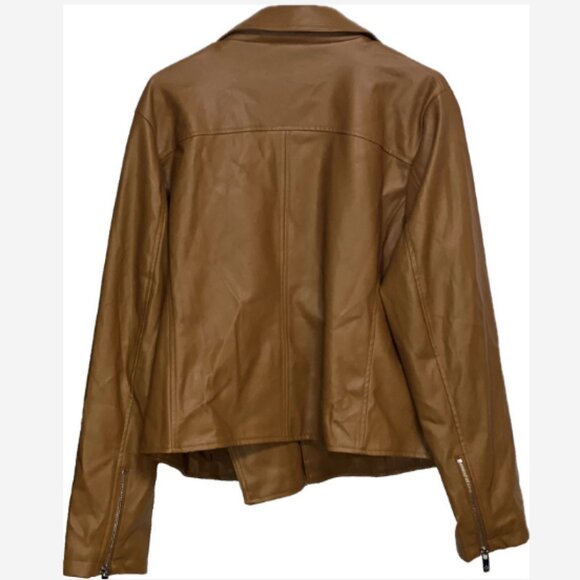 Lily & Lottie Jacket Polyurethane Coated Women's 3X Brown Lined Zip Front/Sleeve - Picture 3 of 4